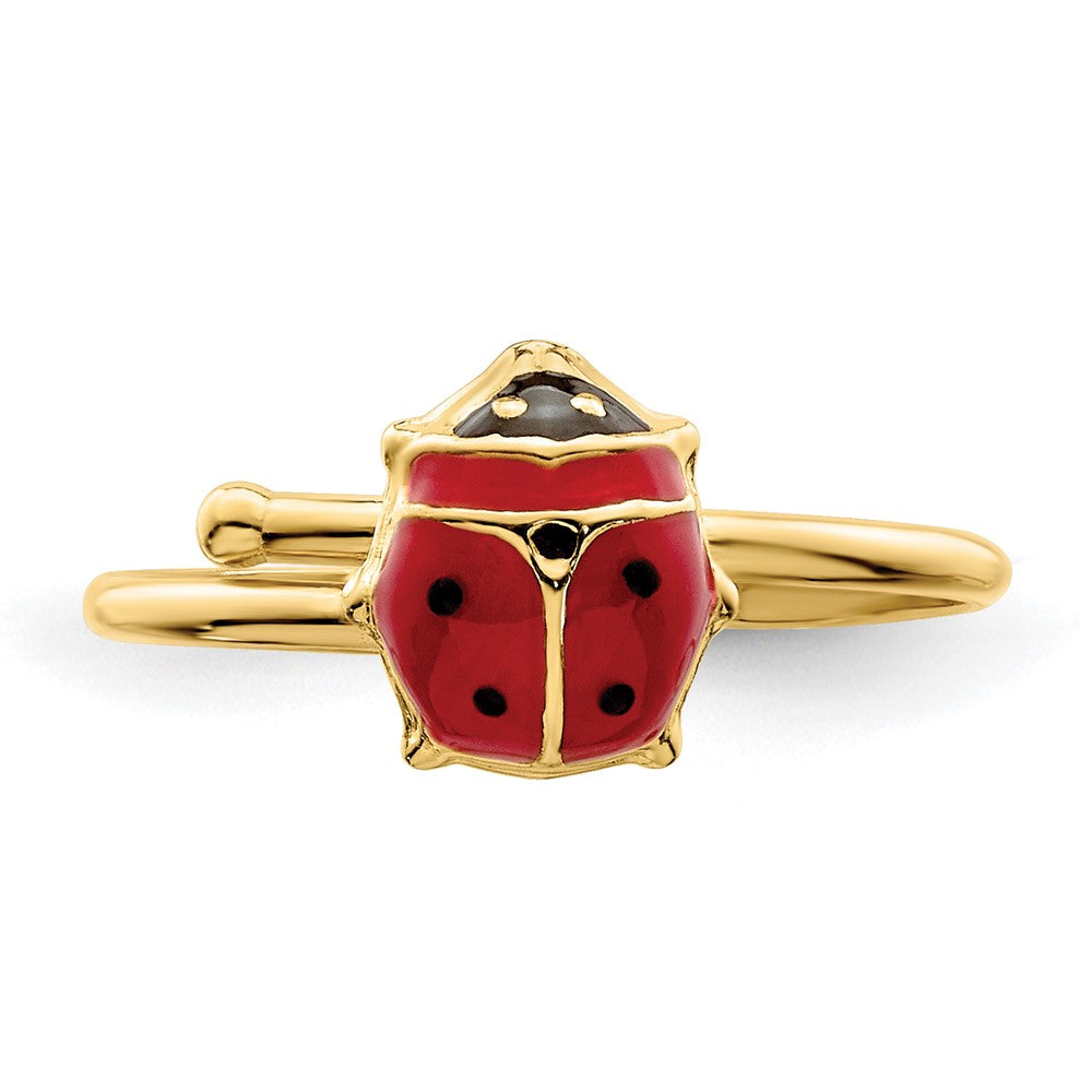 Polished Enameled Madi K Ladybug Adjustable Ring - WBC
