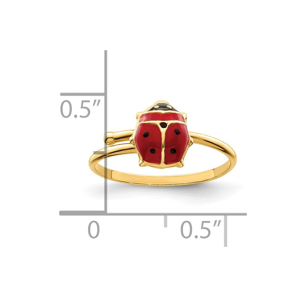 Polished Enameled Madi K Ladybug Adjustable Ring - WBC