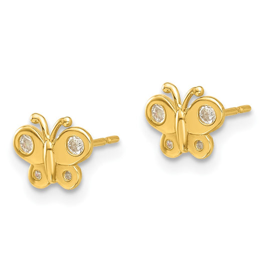 Madi K Polished CZ Butterfly Childrens Post Earrings - WBC