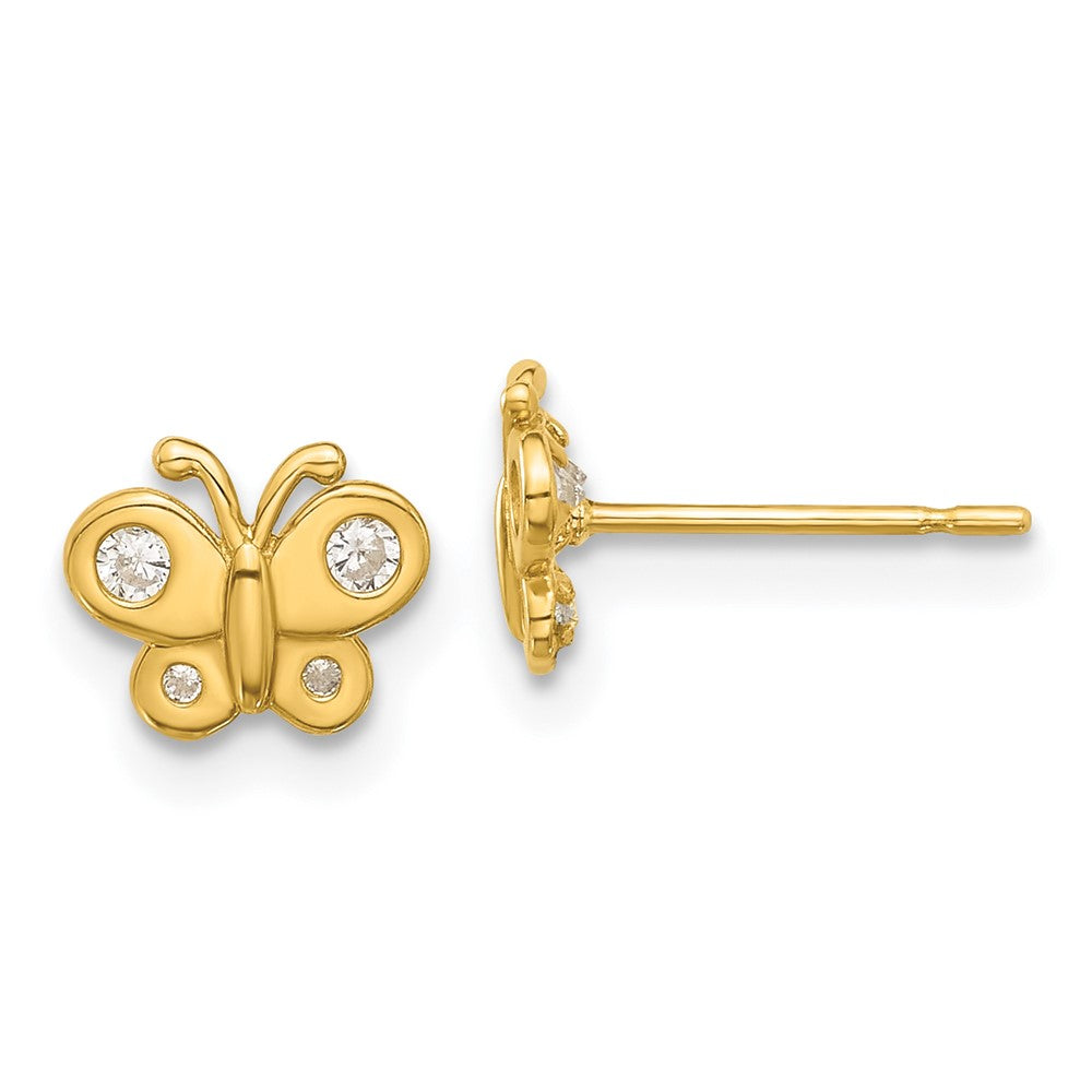 Madi K Polished CZ Butterfly Childrens Post Earrings - WBC