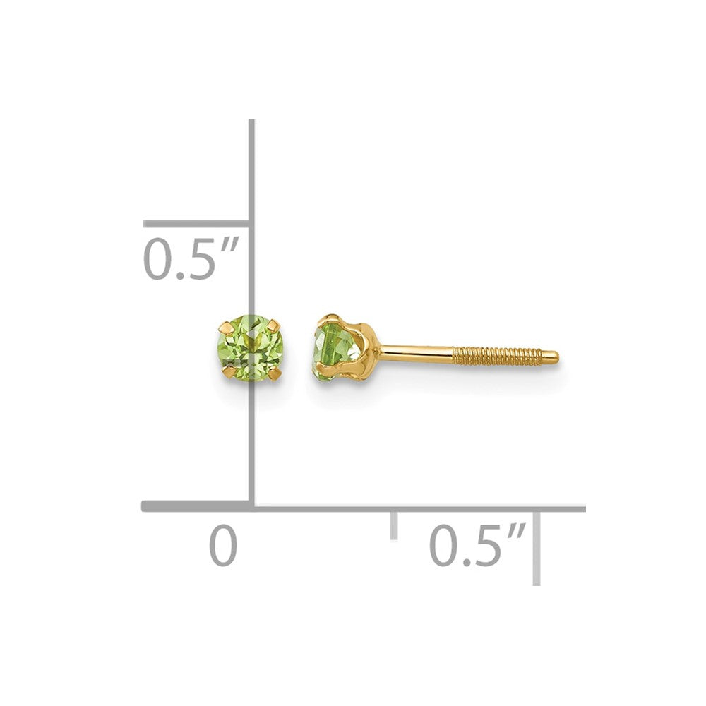 Madi K Round Peridot Birthstone Screwback Post Earrings - WBC