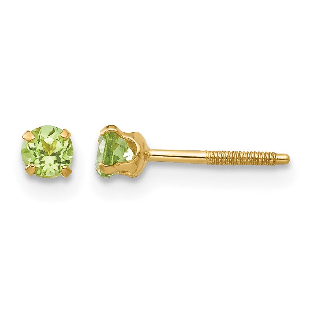 Madi K Round Peridot Birthstone Screwback Post Earrings - WBC