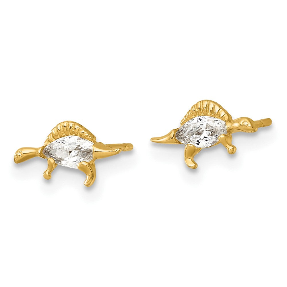 Madi K Polished and Grooved CZ Stegosaurus Childrens Post Earrings - WBC