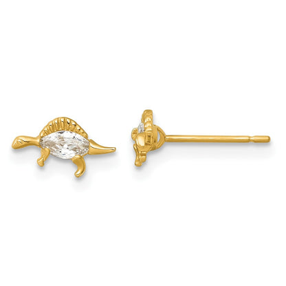 Madi K Polished and Grooved CZ Stegosaurus Childrens Post Earrings - WBC