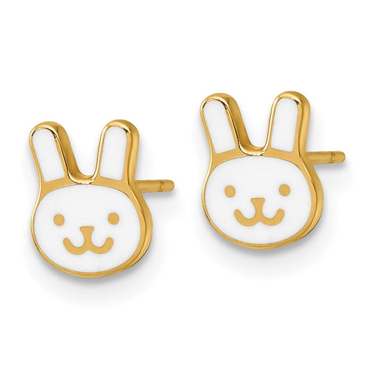 Madi K Polished Enameled Bunny Face Childrens Post Earrings - WBC