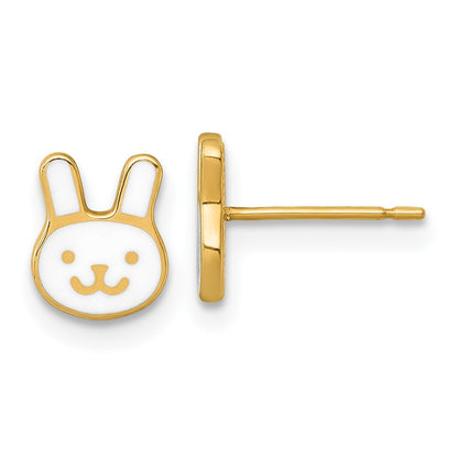 Madi K Polished Enameled Bunny Face Childrens Post Earrings - WBC