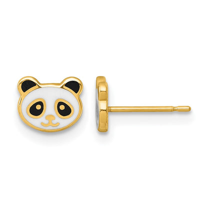 Madi K Polished Black and Enameled Panda Childrens Post Earrings - WBC