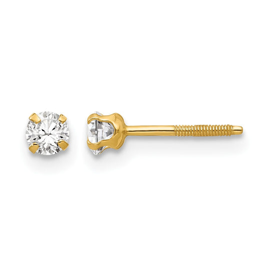 Madi K Round Imitation Spinel April Birthstone Screwback Post Earrings - WBC