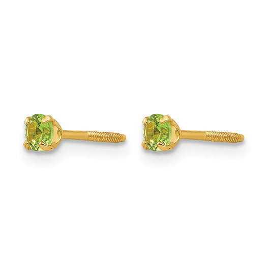 Madi K Round Imitation Peridot August Birthstone Screwback Post Earrings - WBC