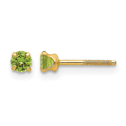 Madi K Round Imitation Peridot August Birthstone Screwback Post Earrings - WBC