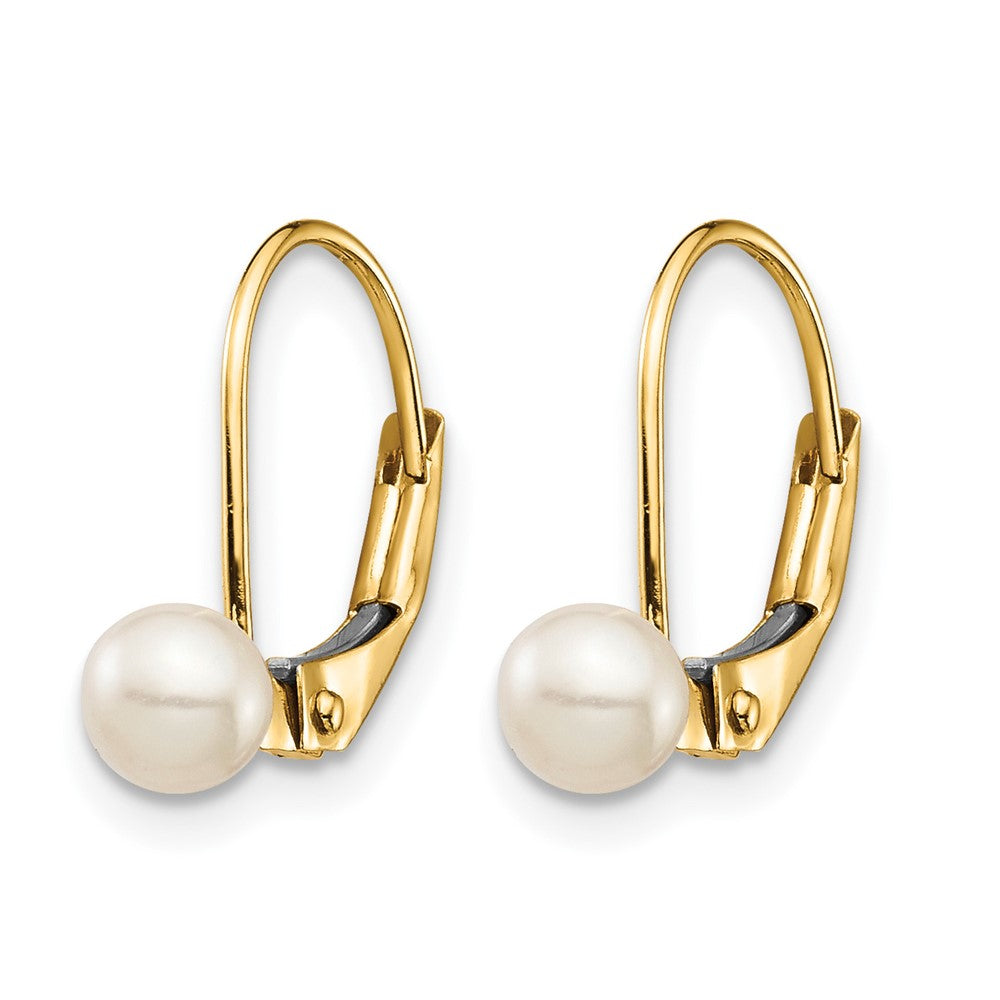Madi K 4- Round Freshwater Cultured Pearl Leverback Earrings - WBC