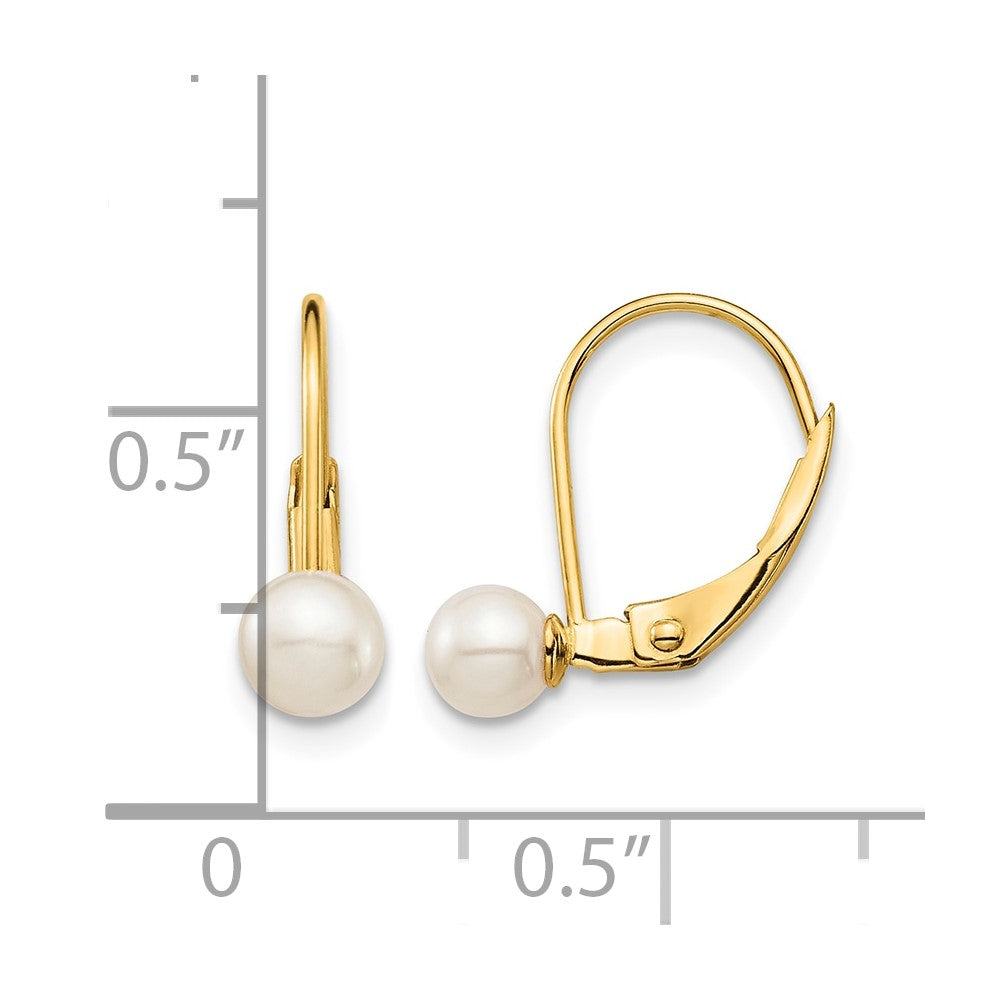 Madi K 4- Round Freshwater Cultured Pearl Leverback Earrings - WBC