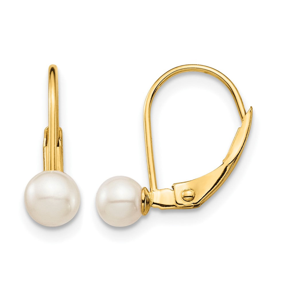 Madi K 4- Round Freshwater Cultured Pearl Leverback Earrings - WBC
