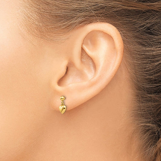 Madi K Children's 14K Gold Puffed Heart Post Dangle Earrings, 6mm