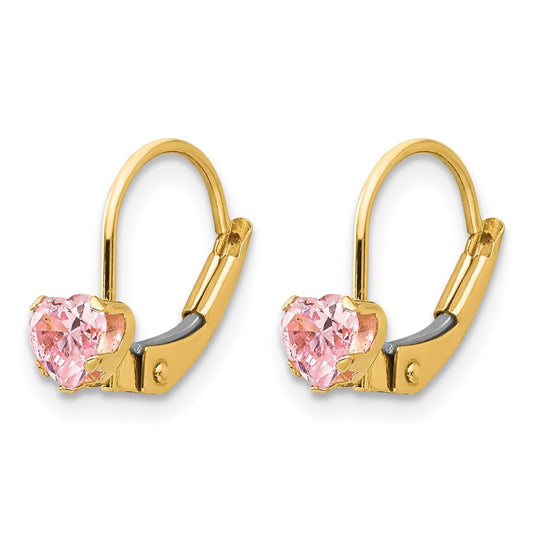 Madi K Pink CZ Childrens Leverback Earrings - WBC