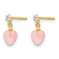 Madi K CZ and Pink Cats Eye Heart Dangle Childrens Post Earrings - WBC
