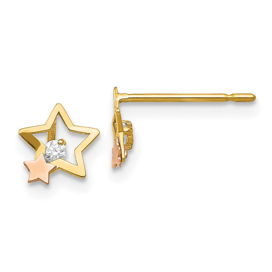 and Madi K CZ Star Childrens Post Earrings - WBC