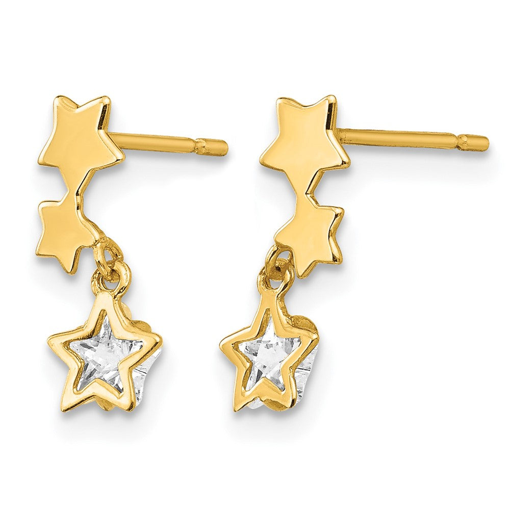 Madi K CZ Star Dangle Childrens Post Earrings - WBC