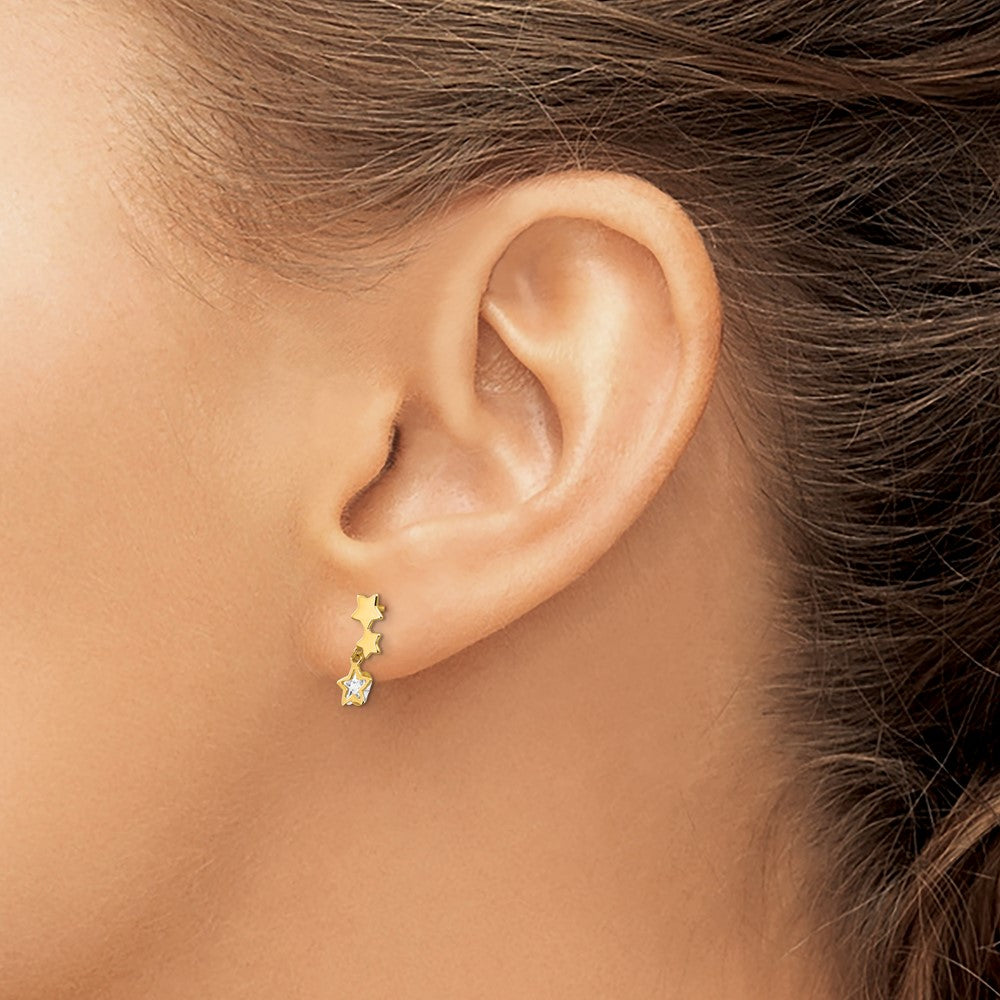 Madi K CZ Star Dangle Childrens Post Earrings - WBC