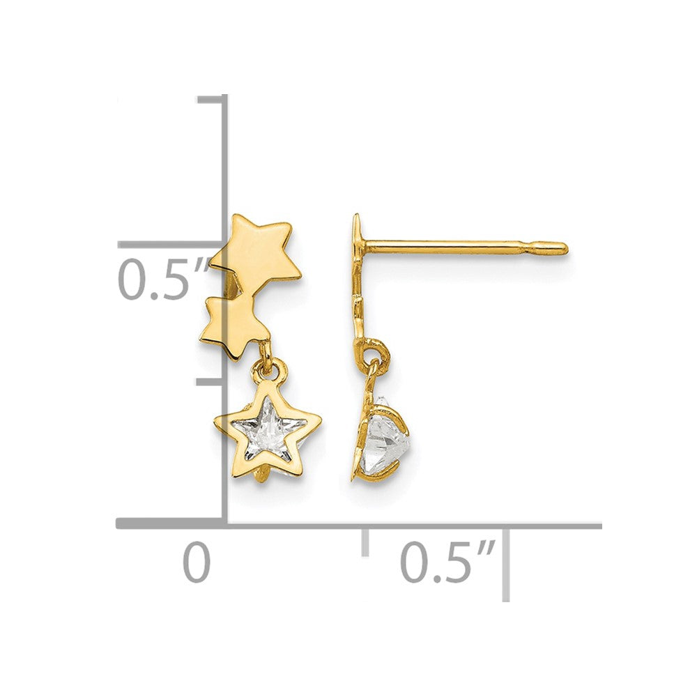 Madi K CZ Star Dangle Childrens Post Earrings - WBC