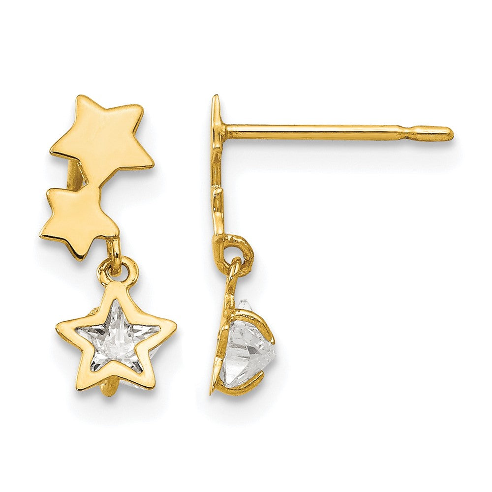 Madi K CZ Star Dangle Childrens Post Earrings - WBC