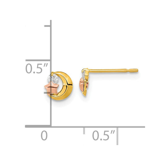 Madi K Children's 14K Two-Tone Gold Cressida Moon & Star Stud Earrings, 6mm