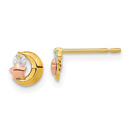 and Madi K CZ Moon and Star Childrens Post Earrings - WBC