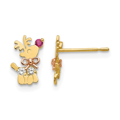 and Madi K CZ Reindeer Childrens Post Earrings - WBC