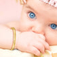 Madi K Kids Polished Diamond-cut Hinged Childs Bangle - WBC