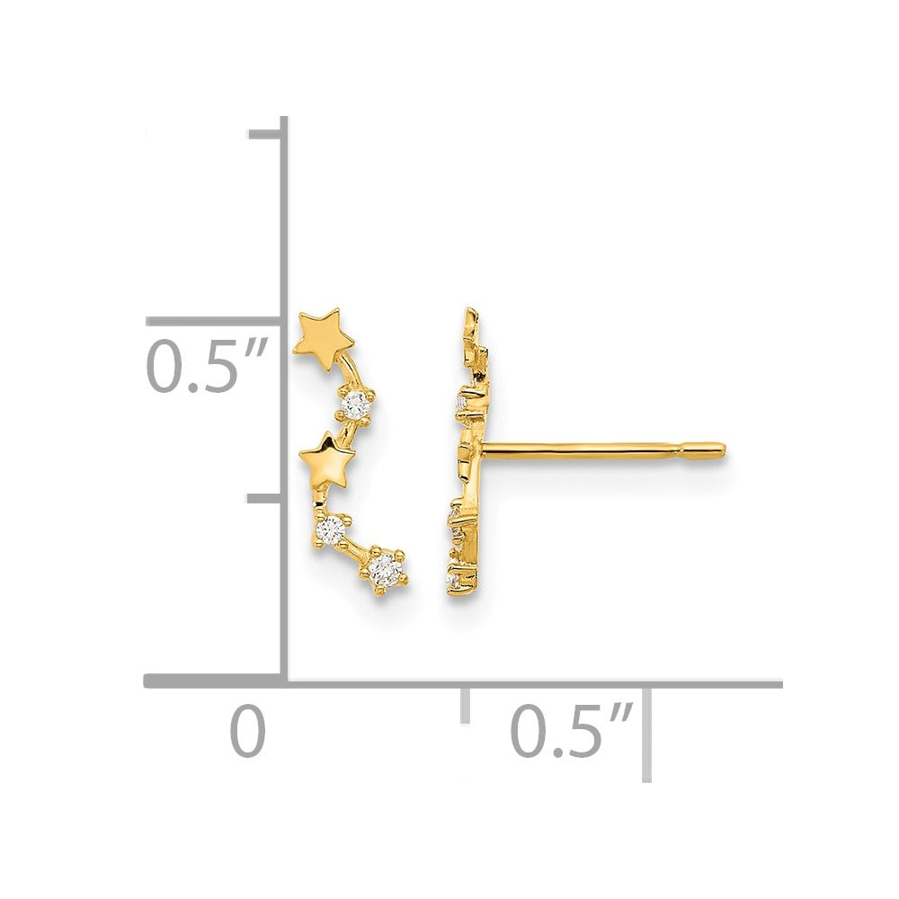 Madi K Curved Stars CZ Childrens Post Dangle Earrings - WBC
