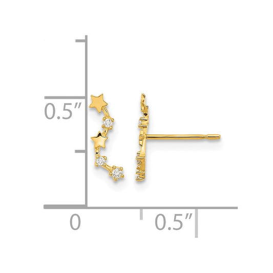 Madi K Children's 14K Gold Curved Stars Post Dangle Earrings, 3.4mm