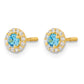 Madi K Polished Round Blue and Clear CZ Halo Screwback Post Earrings - WBC