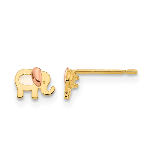 Two-tone Madi K Mother of Pearl Elephant Childrens Post Earrings - WBC