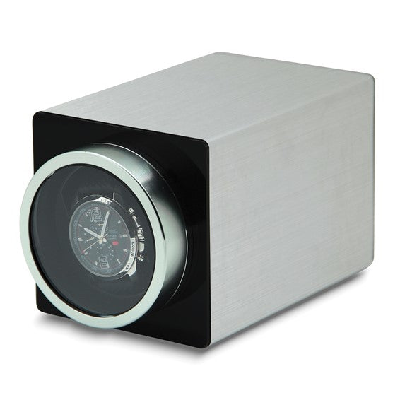 Rotations Silver-tone Aluminum Velveteen Lined 1-Watch Winder (AC or Batteries)
