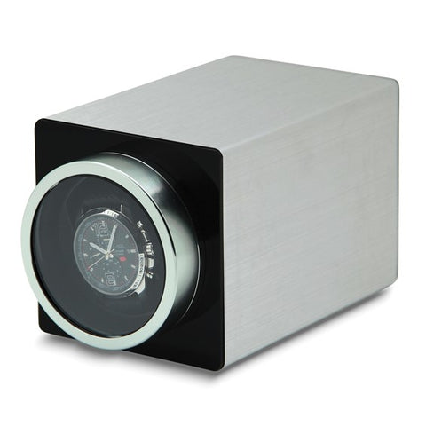 Rotations Silver-tone Aluminum Velveteen Lined 1-Watch Winder (AC or Batteries)