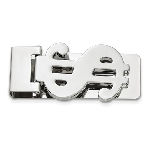 Silver-plated Hinged Money Clip with Dollar Symbol
