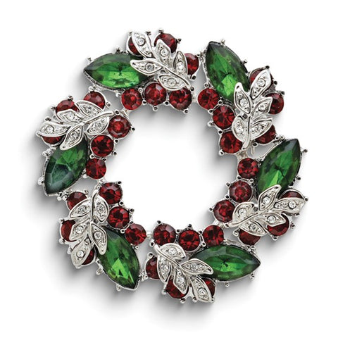 Crystal Christmas Wreath Story Pin