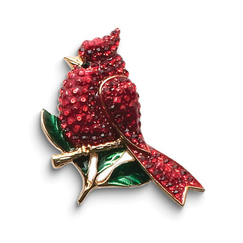 Crystal Enameled Cardinal Story Pin