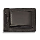 Black Leather Magnetic Money Clip with ID Slot