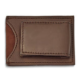Brown Leather Magnetic Money Clip with ID Slot