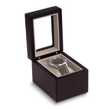 Matte Black Finish Glass Window Velour Lined Wooden Single Watch Case