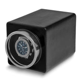 Rotations Black Faux Leather Velveteen Lined 1-Watch Winder (AC or Batteries)