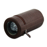 Rotations Brown Croco Texture Faux Leather Velveteen Lined Zippered Travel Watch Winder (AC or Batteries)