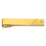 Kelly Waters Gold-plated .01 Ct. Diamond Polished and Satin Tie Bar