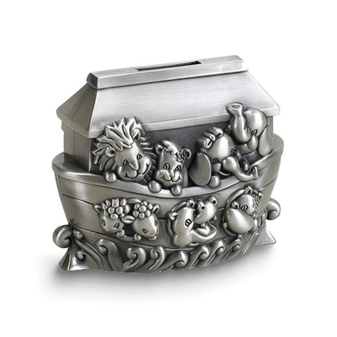 Pewter Finish Metal Noahs Ark Bank