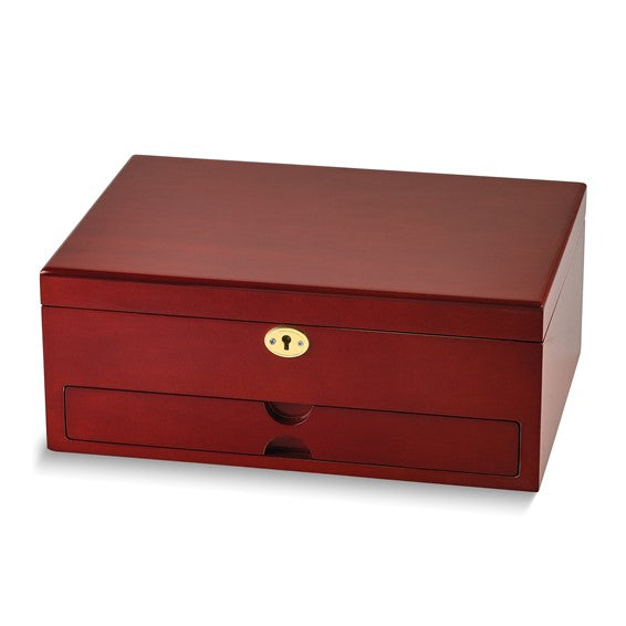 High Gloss Cherry Finish 1-drawer Locking 10-Watch and Accessory Case