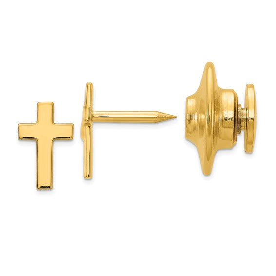 Gold Polished Cross Tie Tac