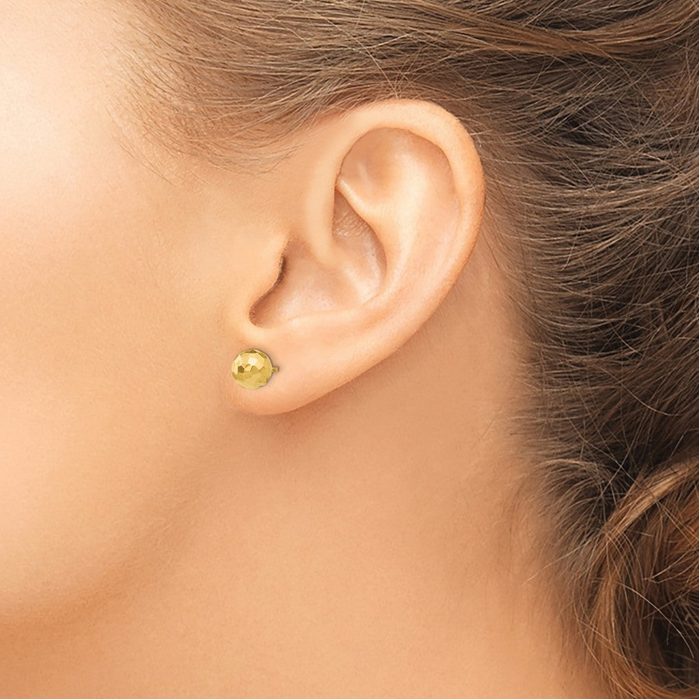 Faceted Diamond-cut Puffed Ball Post Earrings - WBC