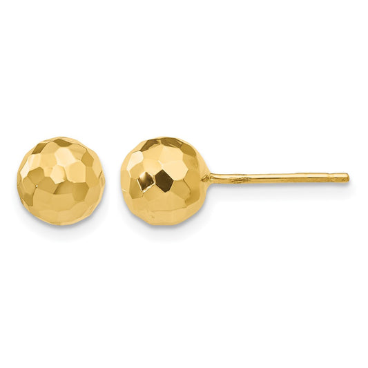Faceted Diamond-cut Puffed Ball Post Earrings - WBC