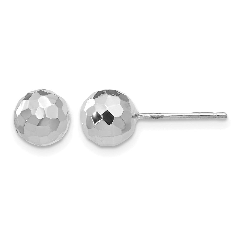 Faceted Diamond-cut Puffed Ball Post Earrings - WBC